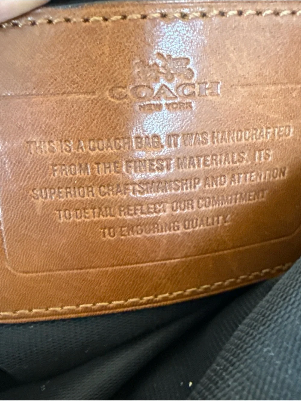 Coach Leather Briefcase in Cognac Brown with Black Handles